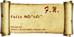 Felix Máté névjegykártya